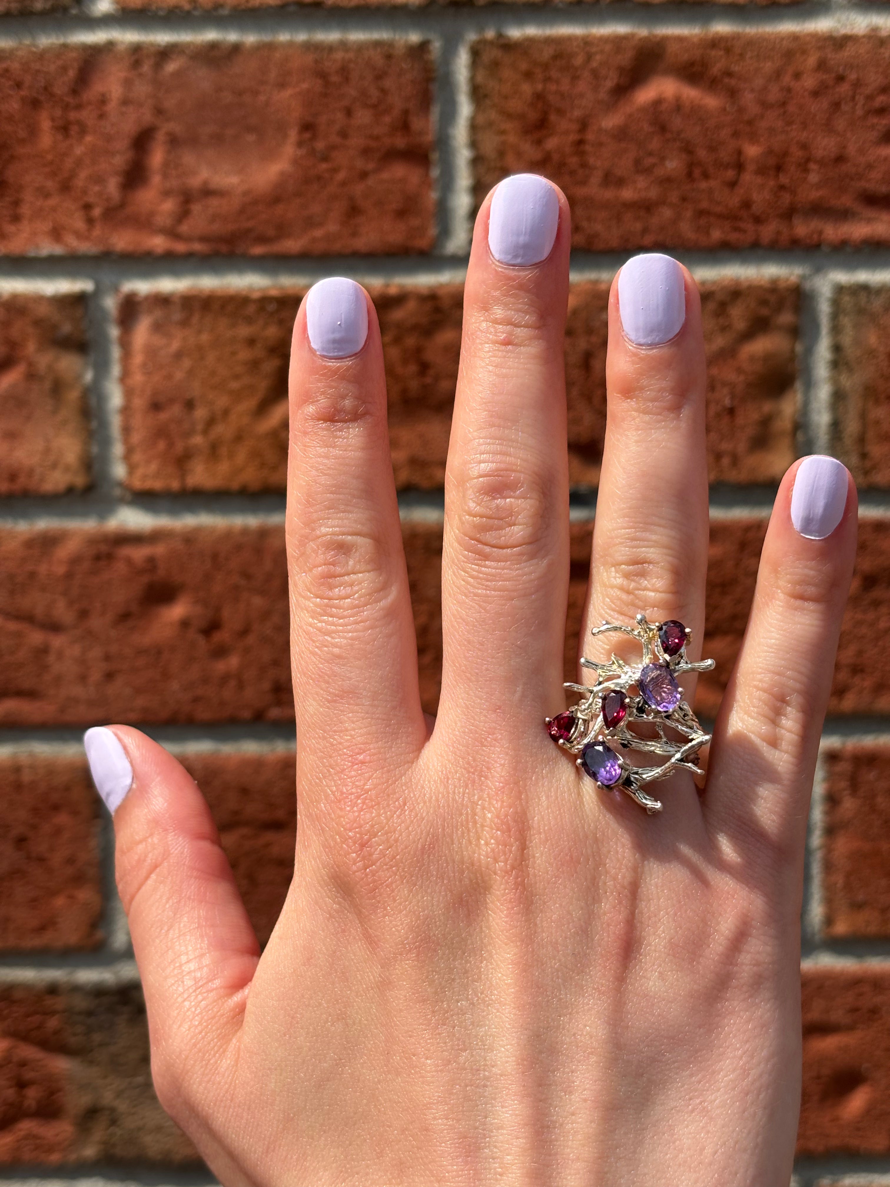 Out Designs, Gemstones Entangled in Coral Ring-4