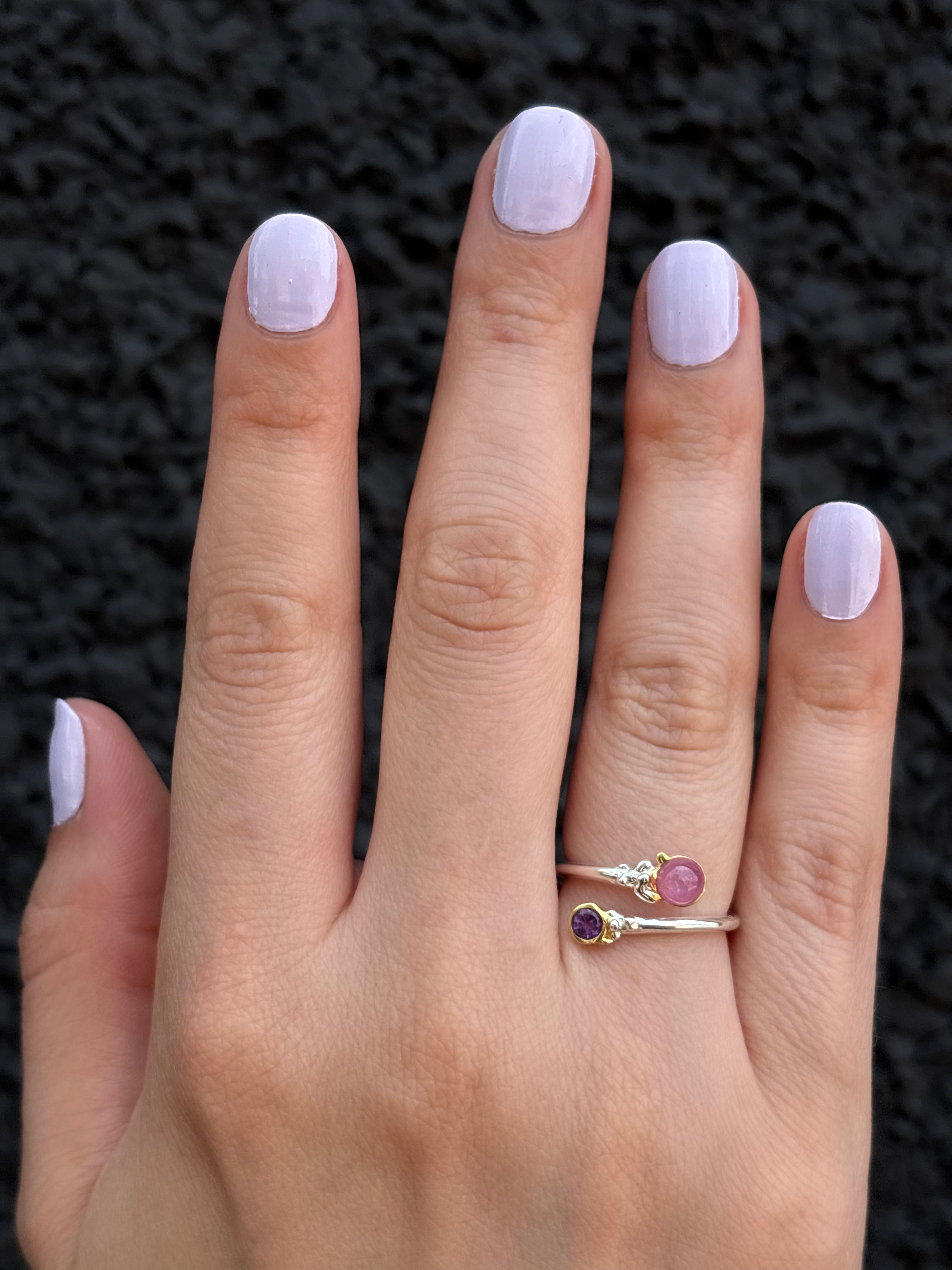 Out Designs, Pink Sapphire and Amethyst Swirl Ring