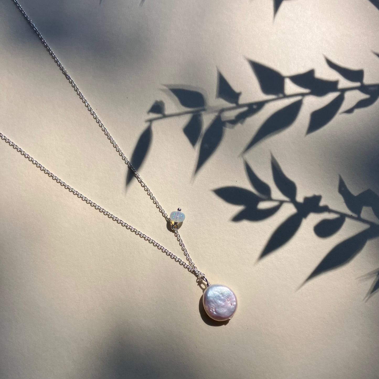 Kathryn Rebecca, Found Jewel Pearl and Opal Silver Necklace