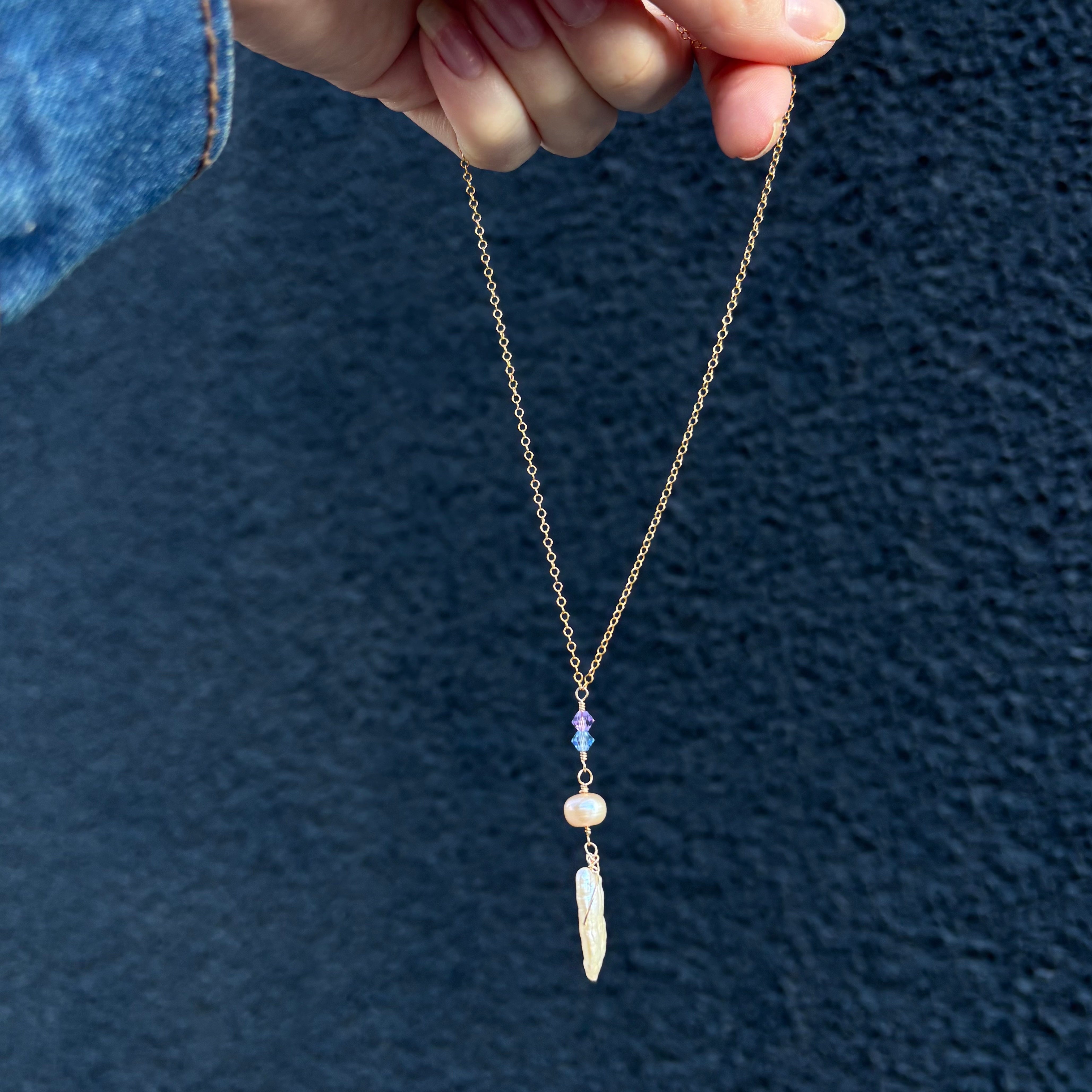 Hailey Jane, Baroque Pearl Drop Necklace