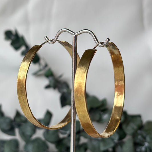 Galili Ellis, Brushed Brass Thin Hoops