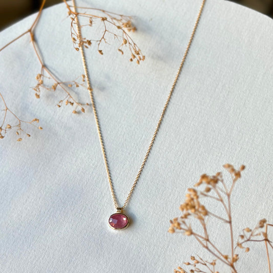 Andrea Mueller, Pink Sapphire Oval Gold Necklace