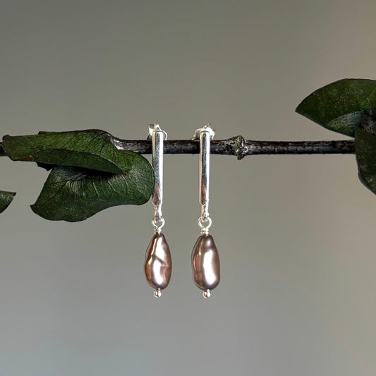 Brenda Wong, Seed Pearl Bar Earrings