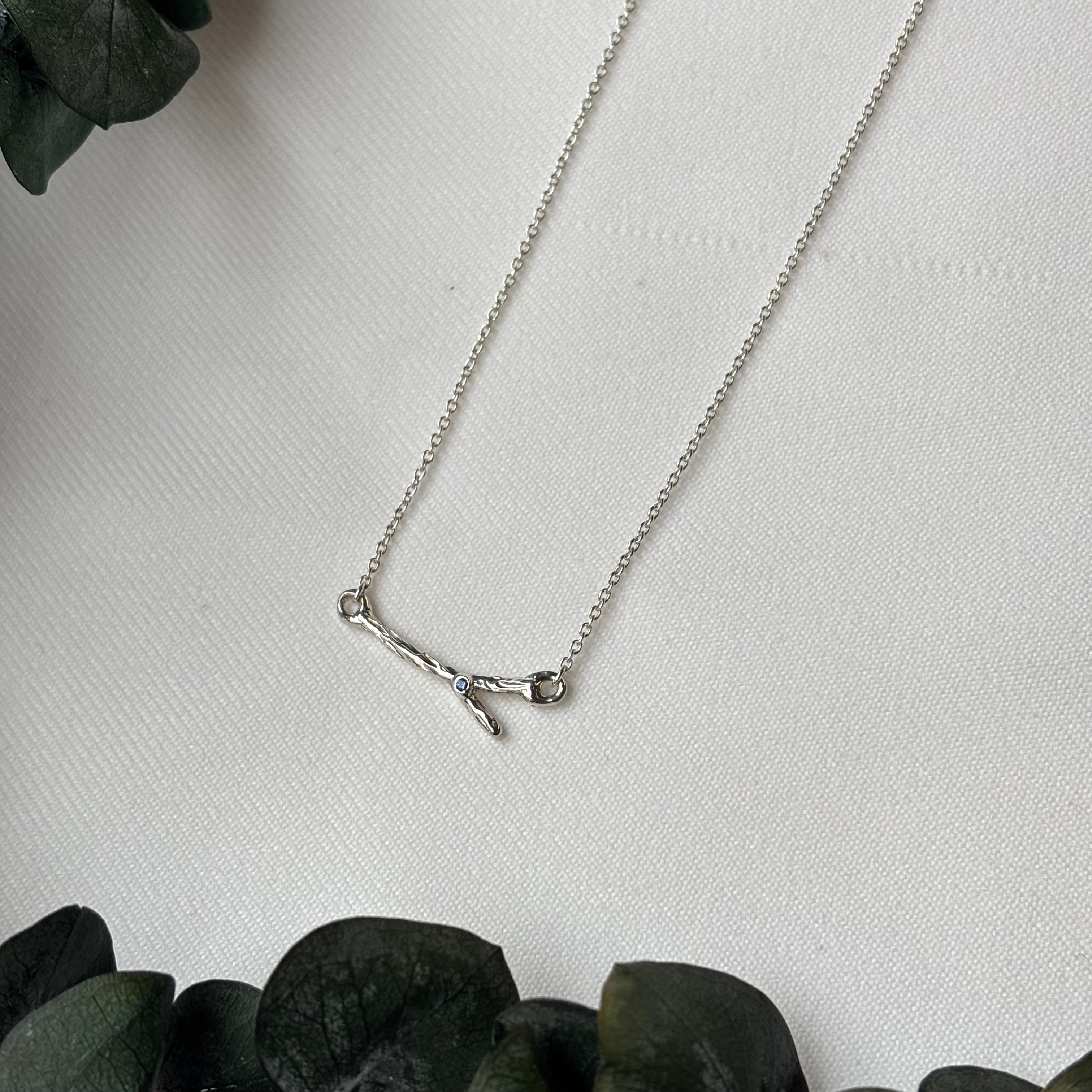 Kathryn Rebecca, Delicate Branch Necklace with Sapphire