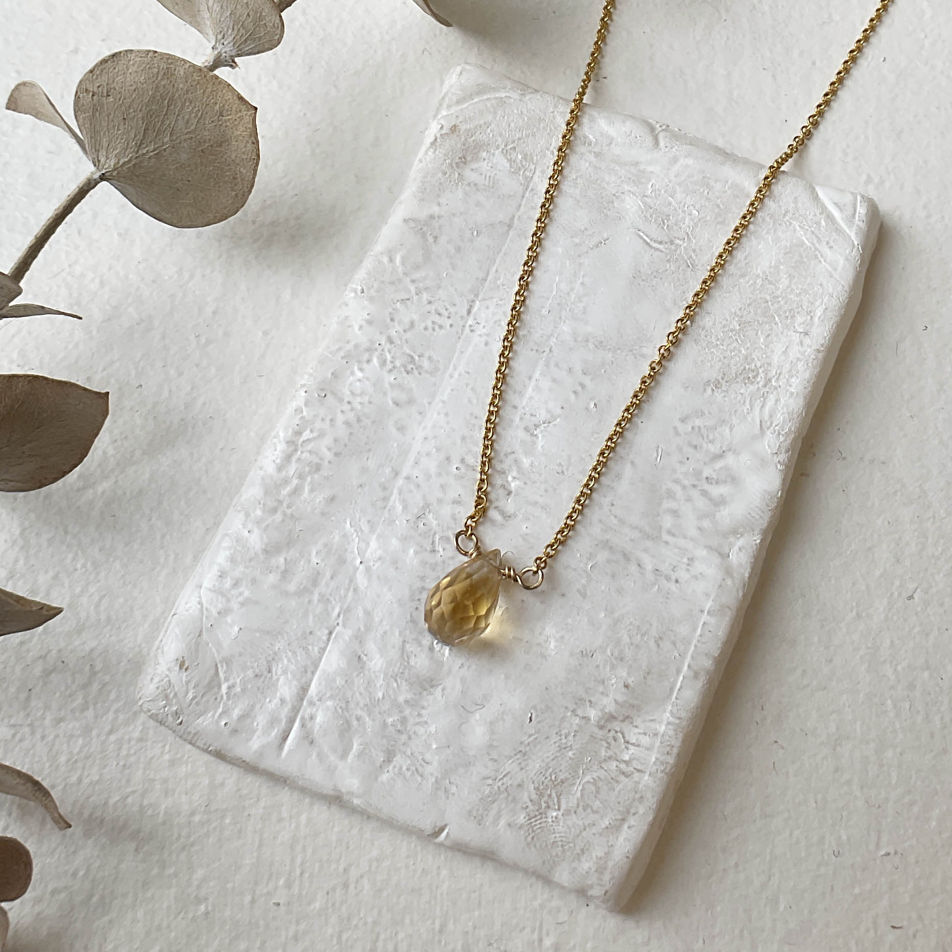 Kathryn Rebecca, Citrine Briolette Gold Necklace