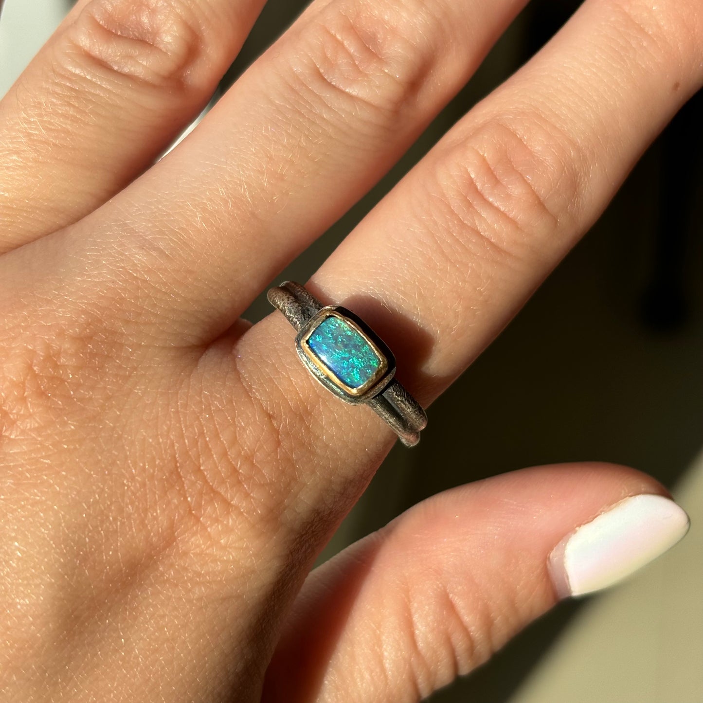 Lori Francescutti, Australian Opal Vine Stacker Ring ll