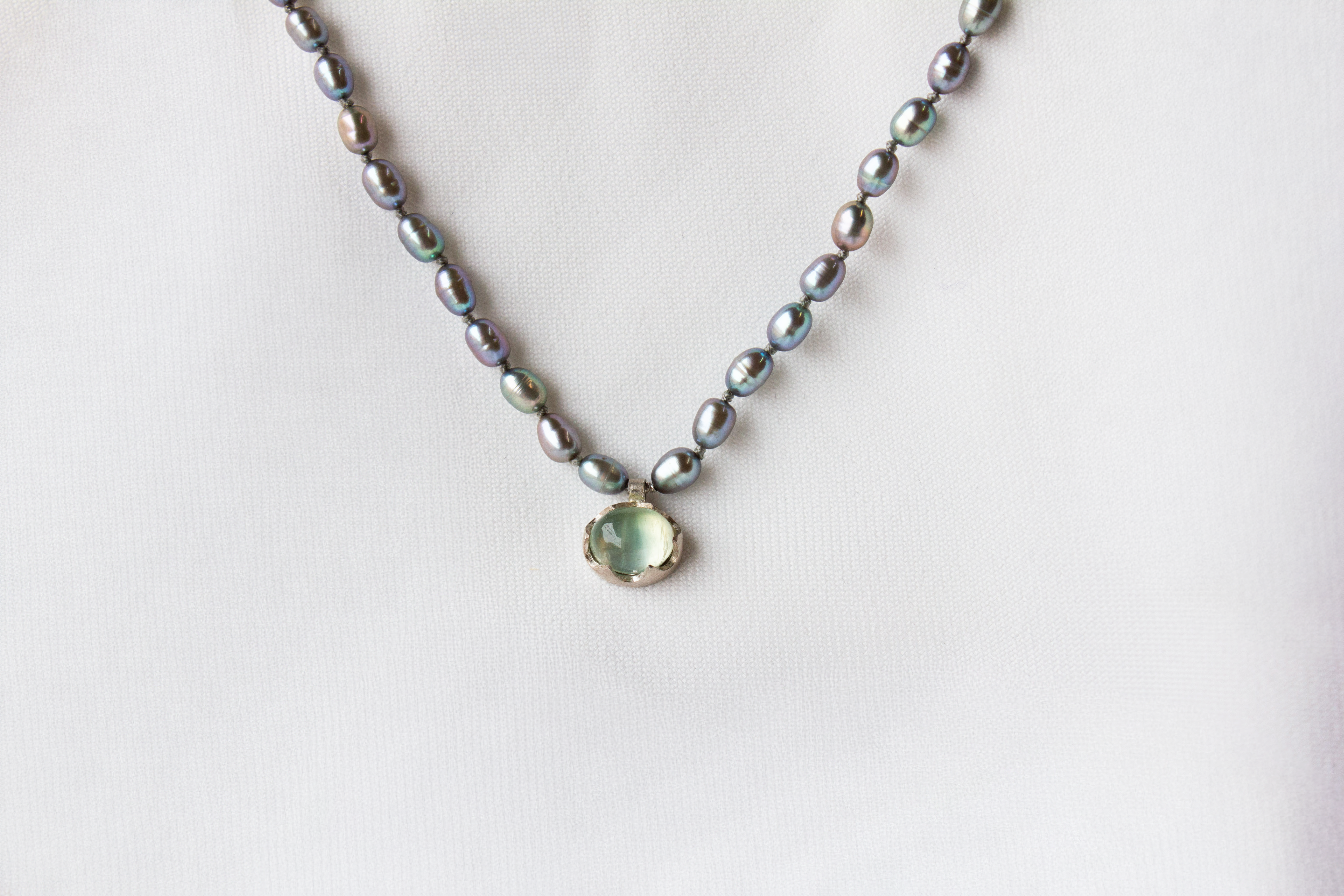 Andrea Mueller, Pearl and Prehnite Necklace-1