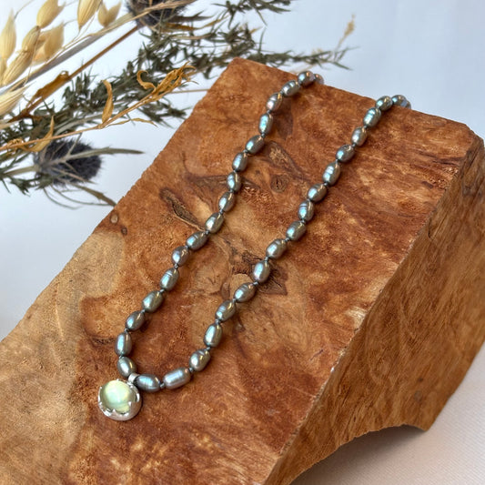 Andrea Mueller, Pearl and Prehnite Necklace