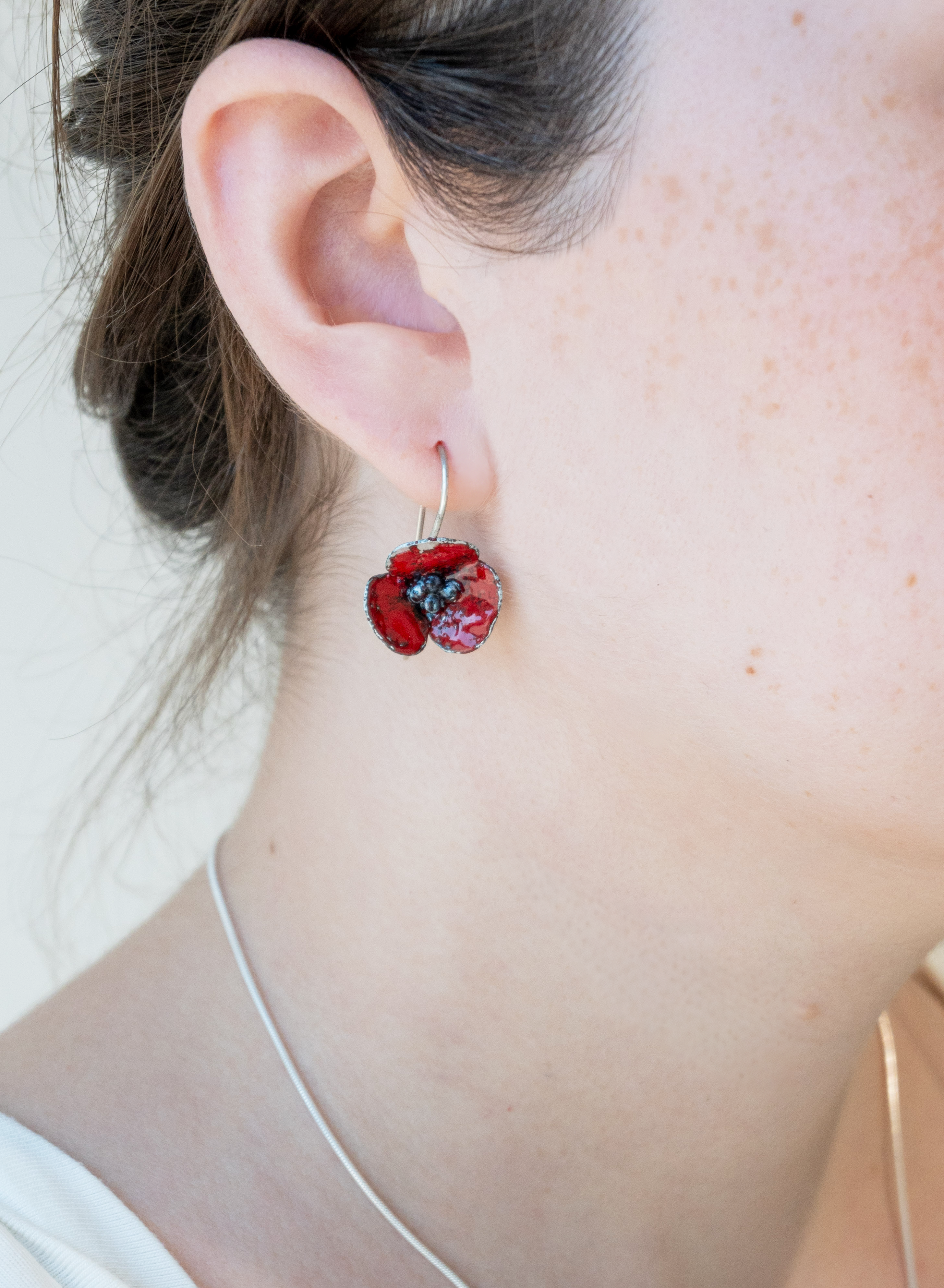 Galili Ellis, Enamel Poppy Earrings-2