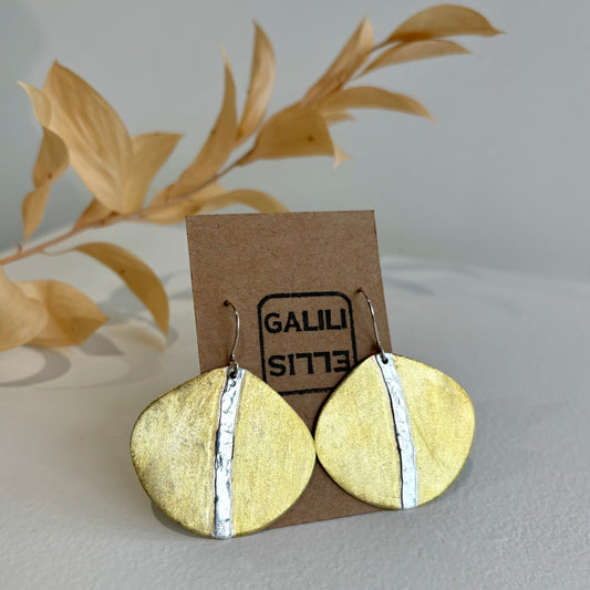 Galili Ellis, Side Facing Silver Applique Vertical Stripe Earrings