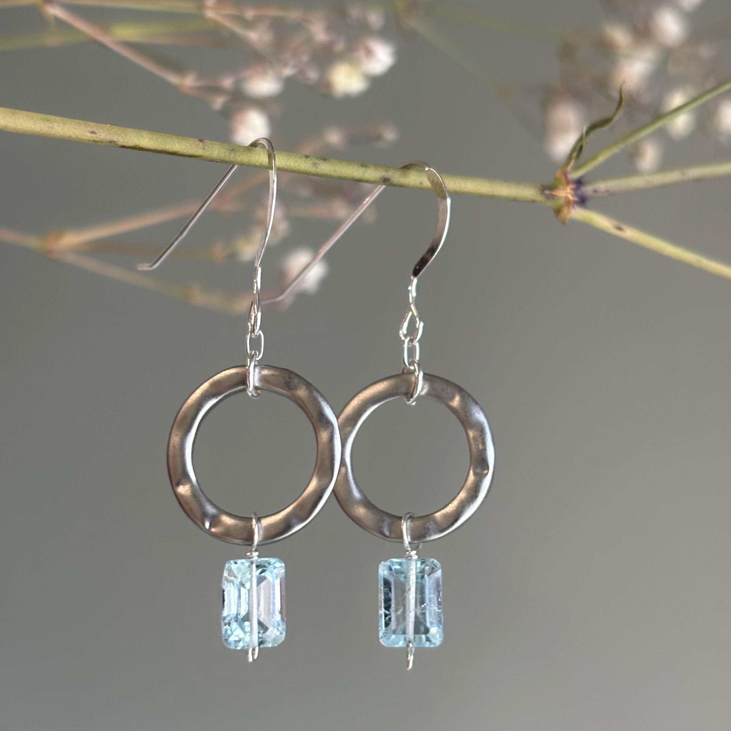 Brenda Wong, Silver Aquamarine Drop Earrings