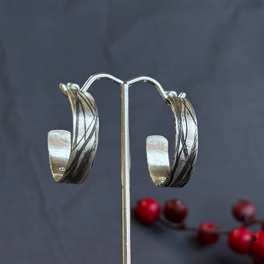 Galili Ellis, Silver Hoops with Lined Details