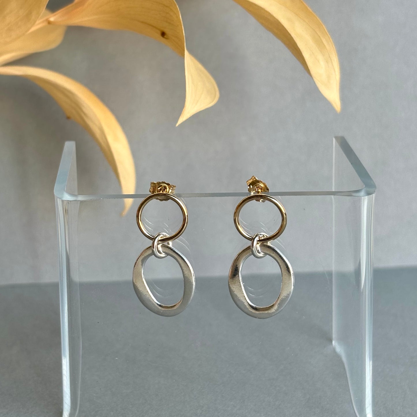 Brenda Wong, Gold Circle Studs with Silver Loops