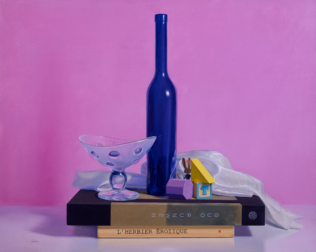 Jian Zhang, Still Life with a Blue Bottle at the Center