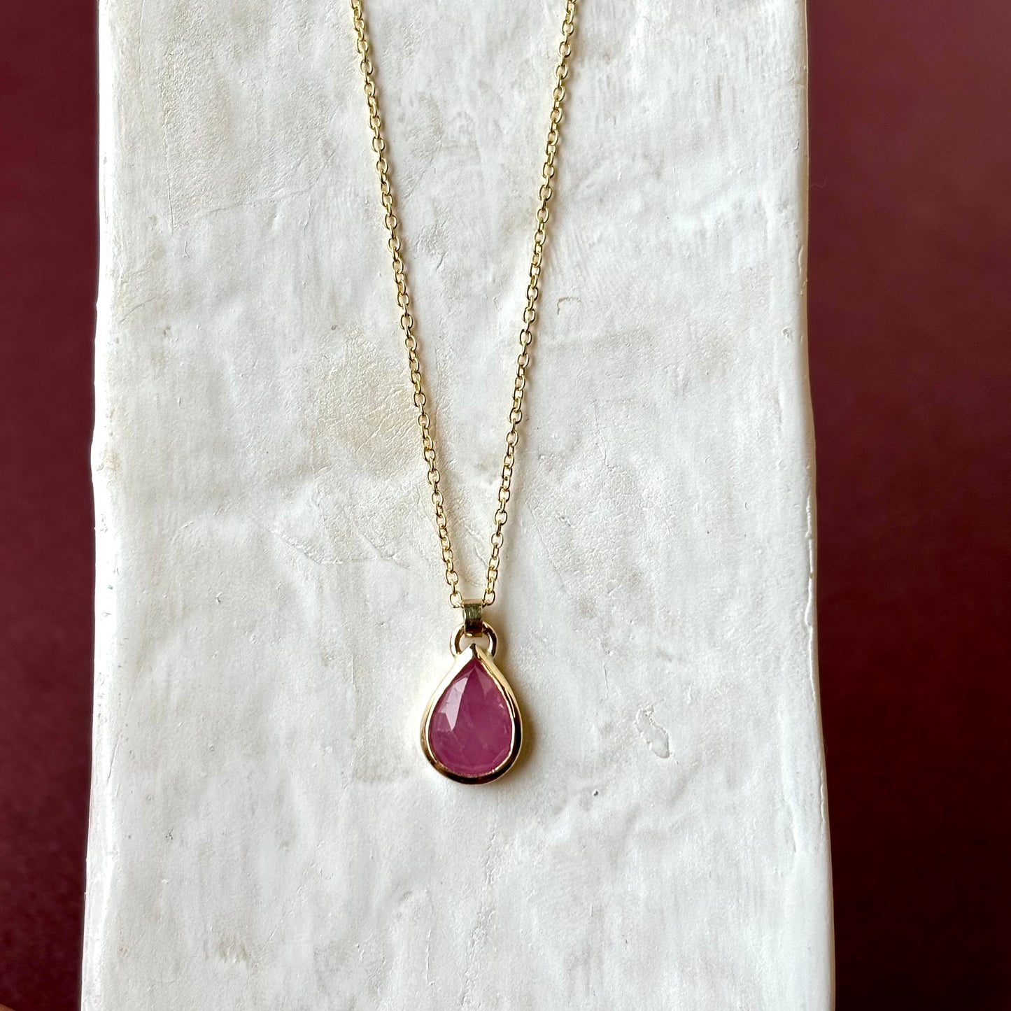 Andrea Mueller, Pink Sapphire Teardrop Gold Necklace