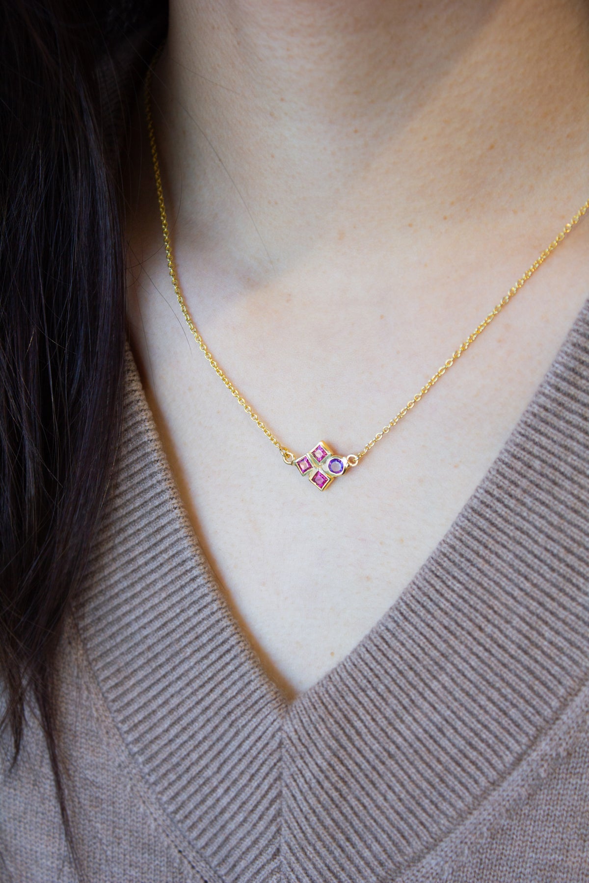 Out Designs, Gold Garnet Necklace-2