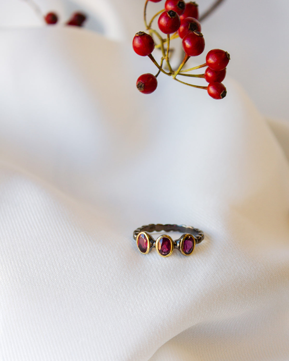 Out Designs, Triple Garnet Ring-1