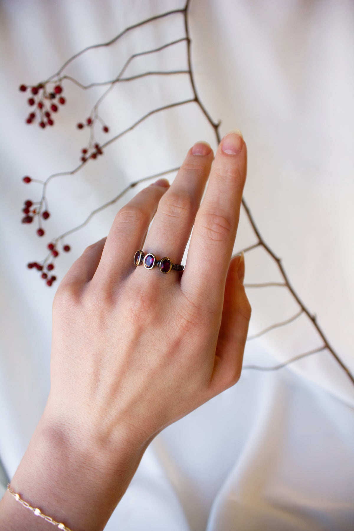Out Designs, Triple Garnet Ring-2
