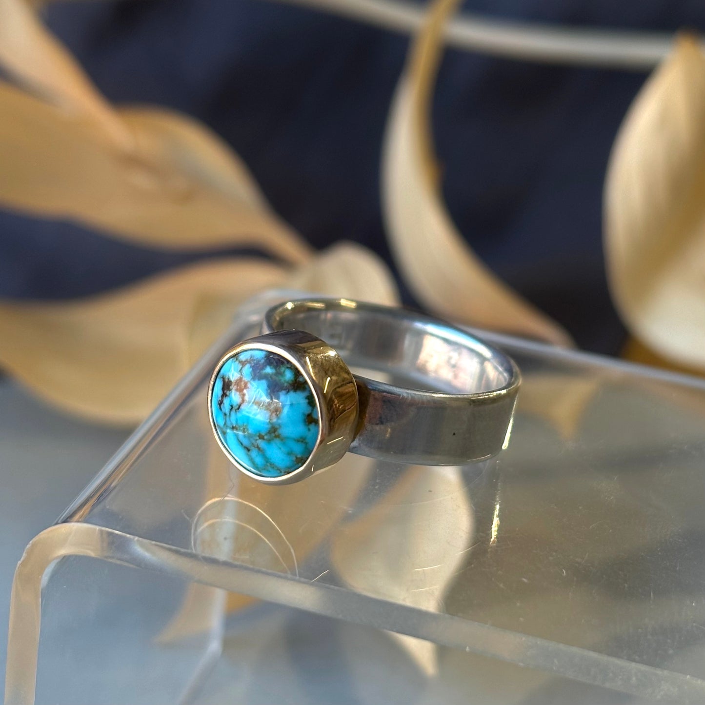 Galili Ellis, Turquoise Ring with Gold 14k Bezel