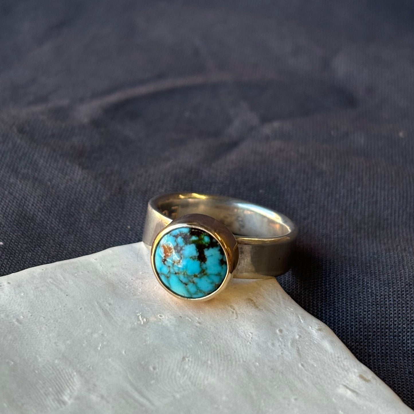 Galili Ellis, Turquoise Ring with Gold 14k Bezel