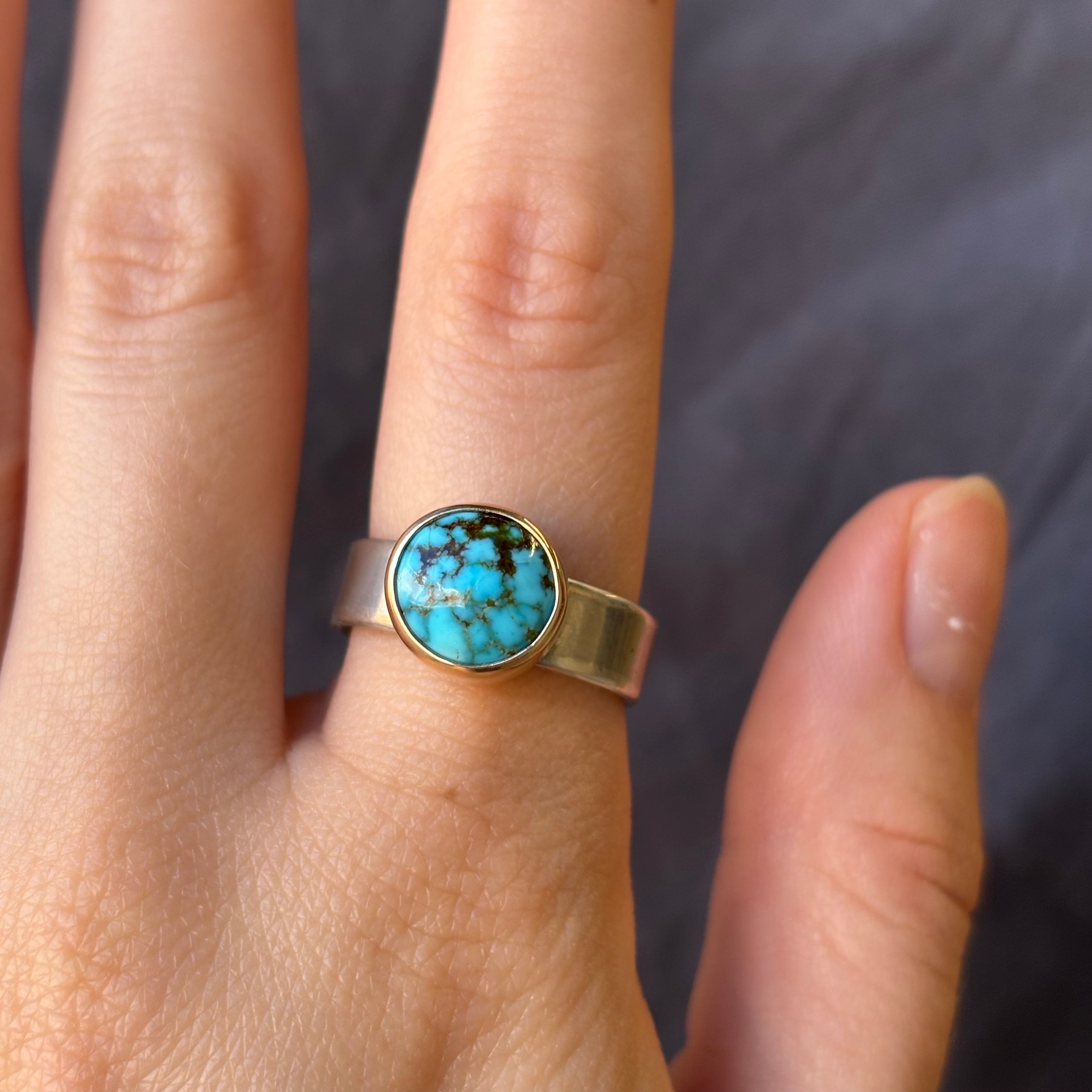 Galili Ellis, Turquoise Ring with Gold 14k Bezel