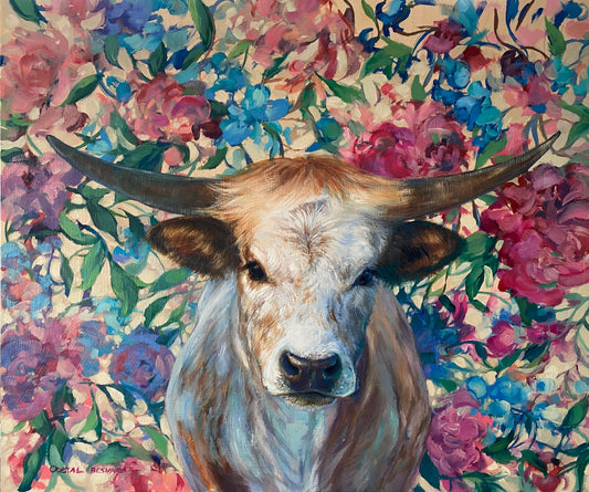 Crystal Beshara, Young Bull With Flowers