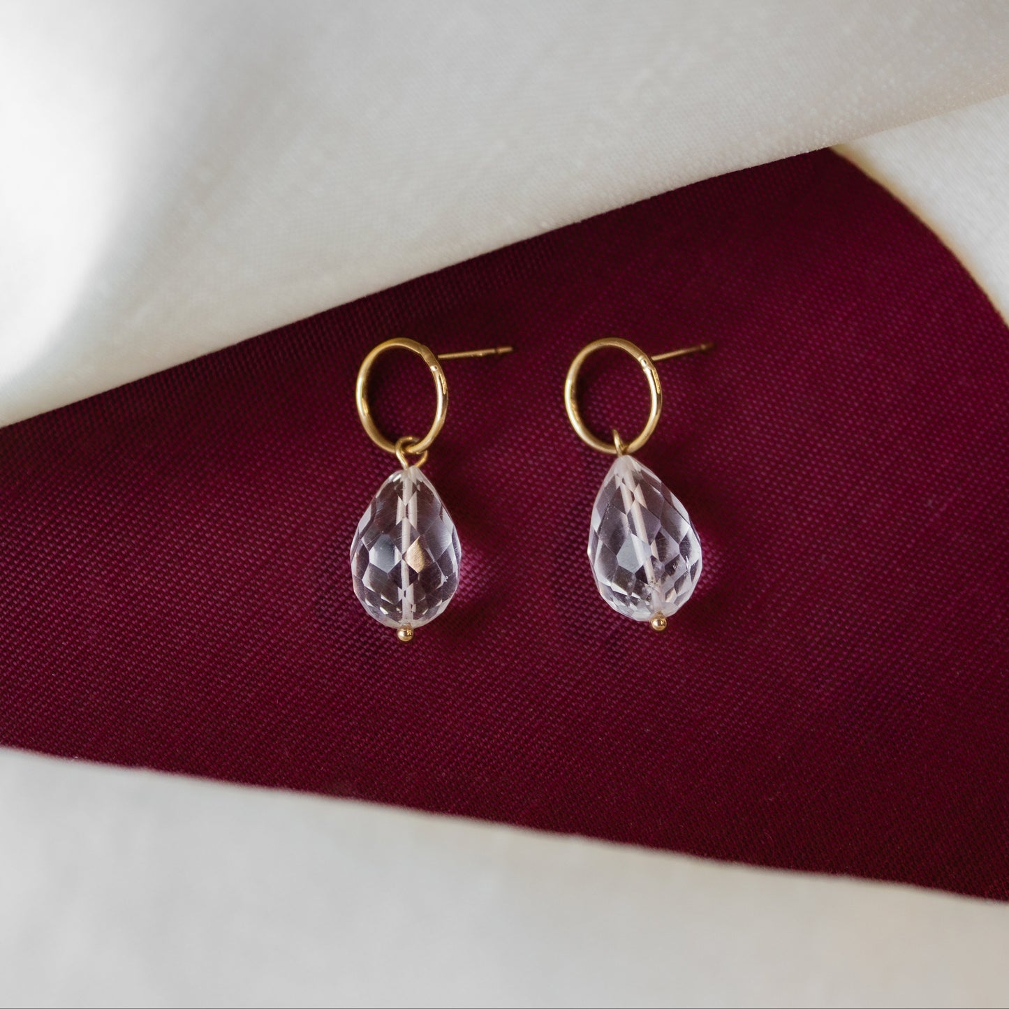 Brenda Wong, Circle Stud with Teardrop Quartz Crystal