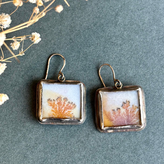 Lori Francescutti, Cotton Candy Dendritic Agate Earrings