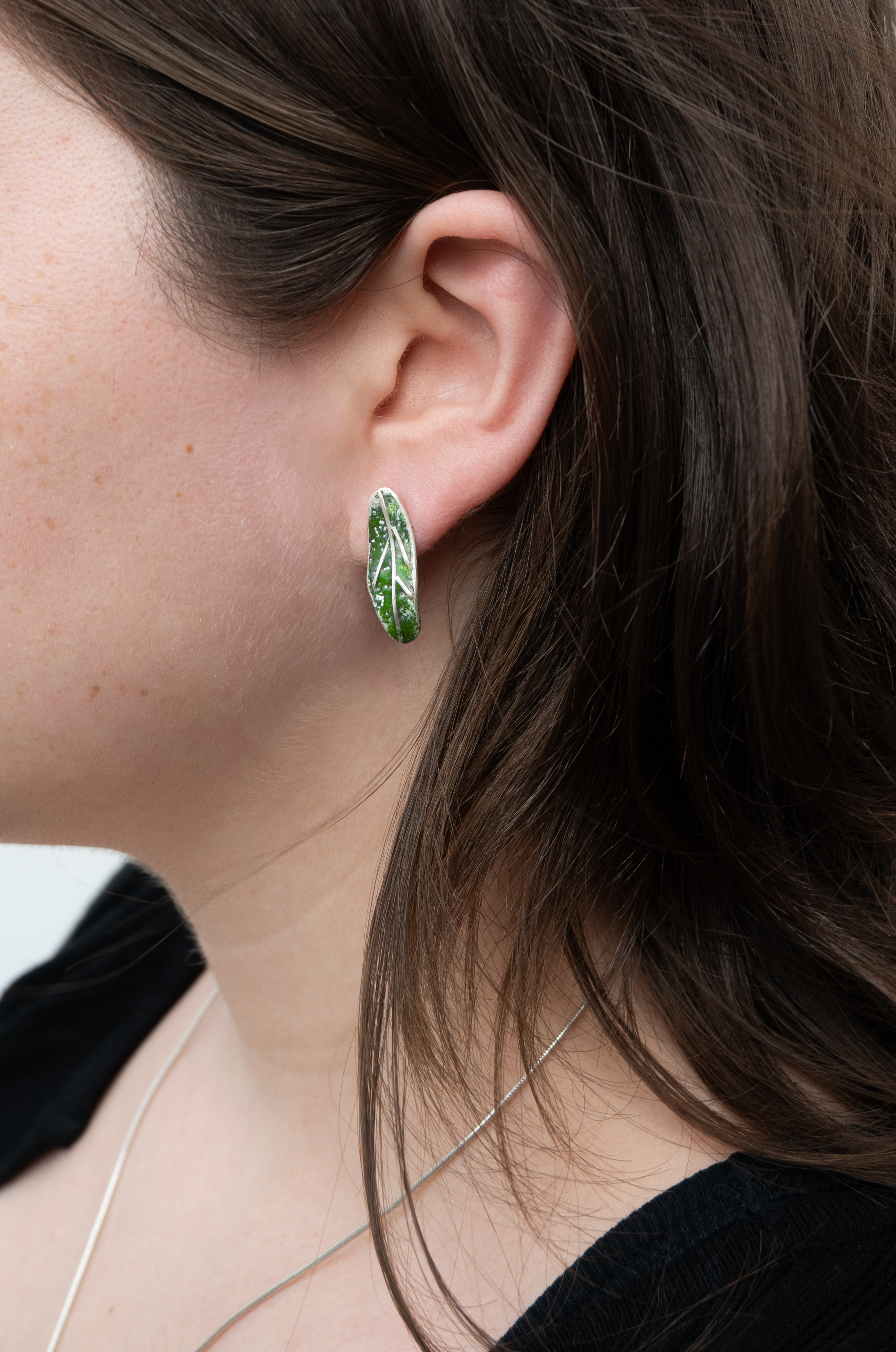 Galili Ellis, Enamel Leaf Earrings