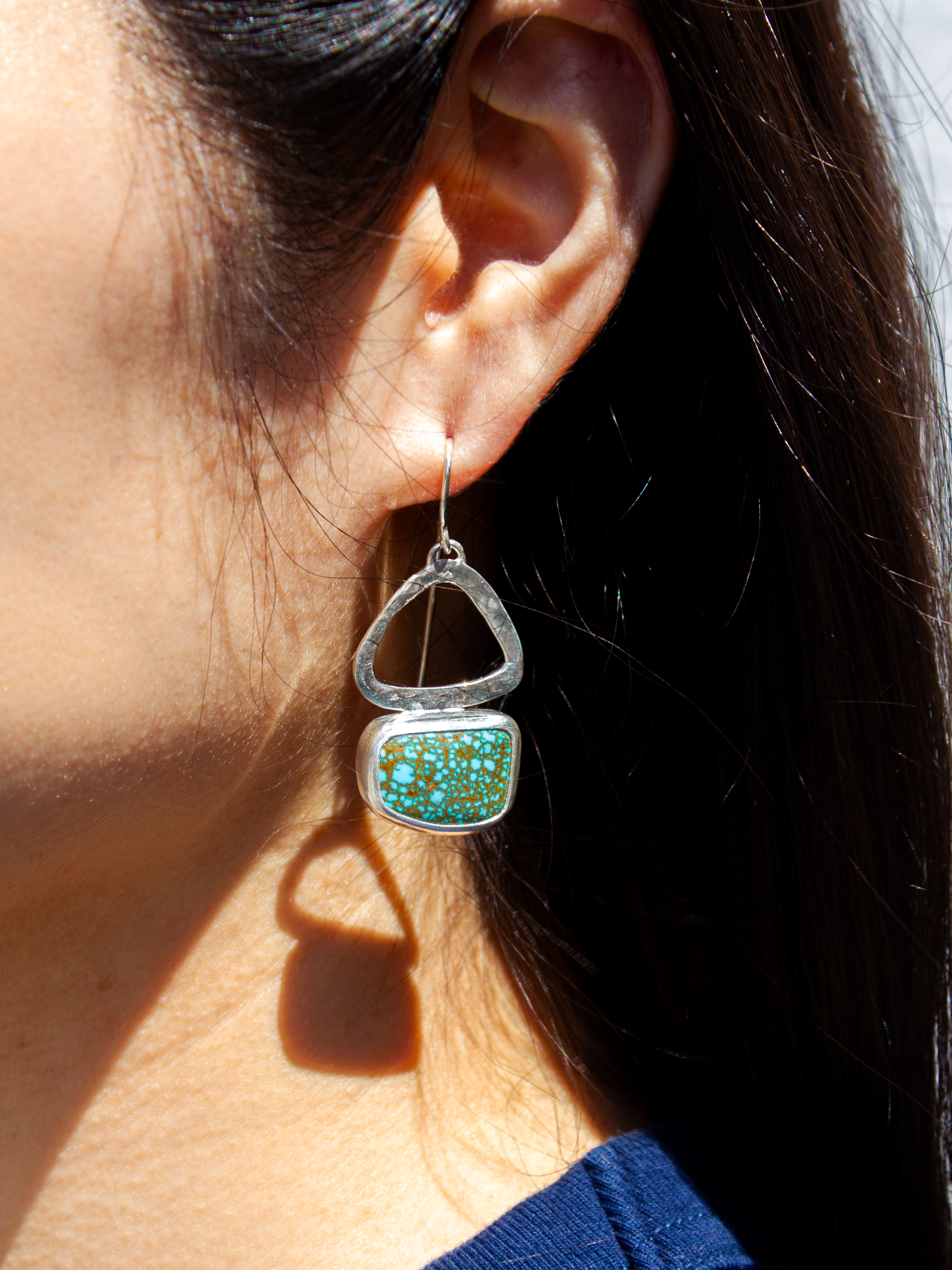 Galili Ellis, Asymmetrical Turquoise Web Earrings-4