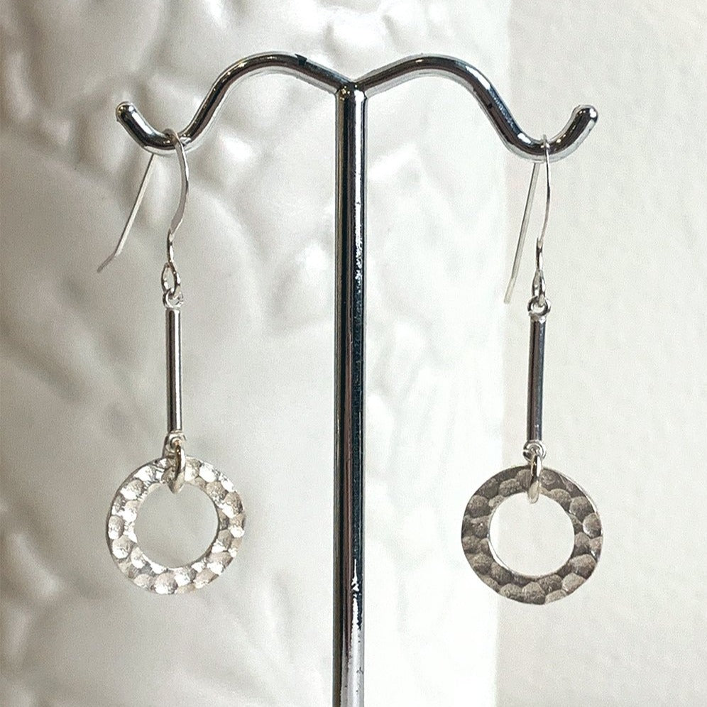 Brenda Wong, Hammered Small Circle on Rod Earrings