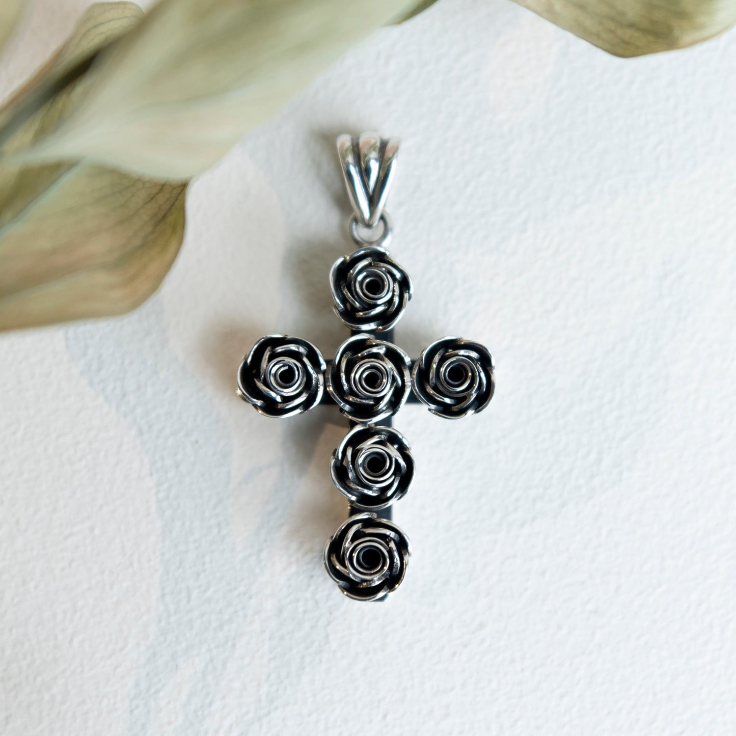 Alexandra Temple, Silver Roses Cross Pendant