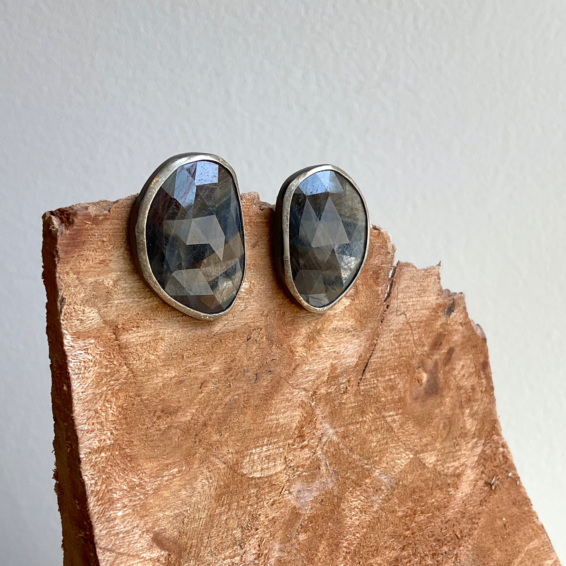 Ignis Borealis, Gold Sheen Sapphire Statement Stud Earrings