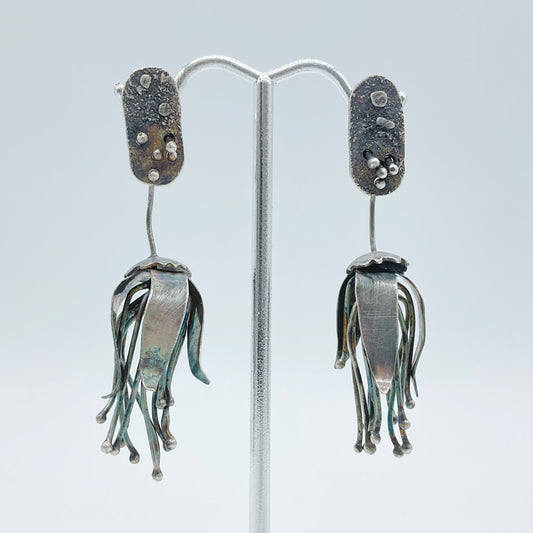 Lori Francescutti, Oxidized Silver Floral Dangle Earrings