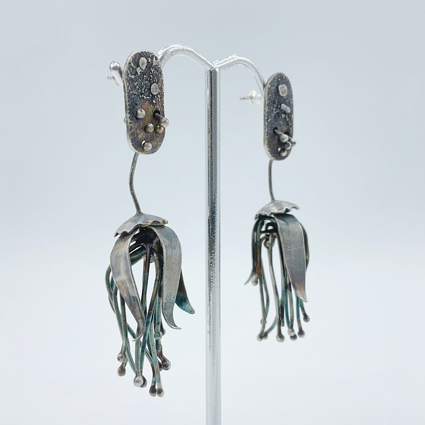 Lori Francescutti, Oxidized Silver Floral Dangle Earrings