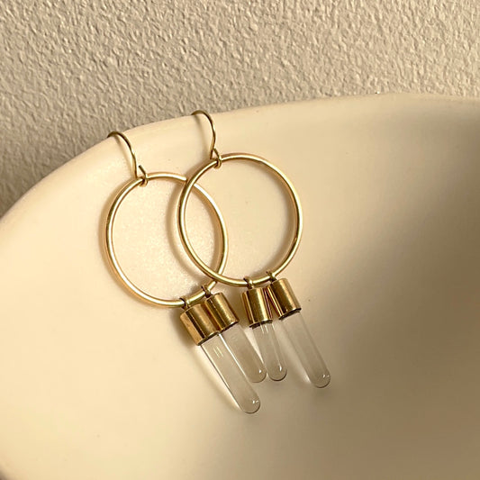Silvia Taylor, Brass Hoops with Glass Bead Detail