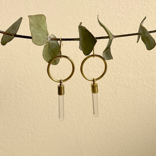 Silvia Taylor, Small Brass Hoops with Glass