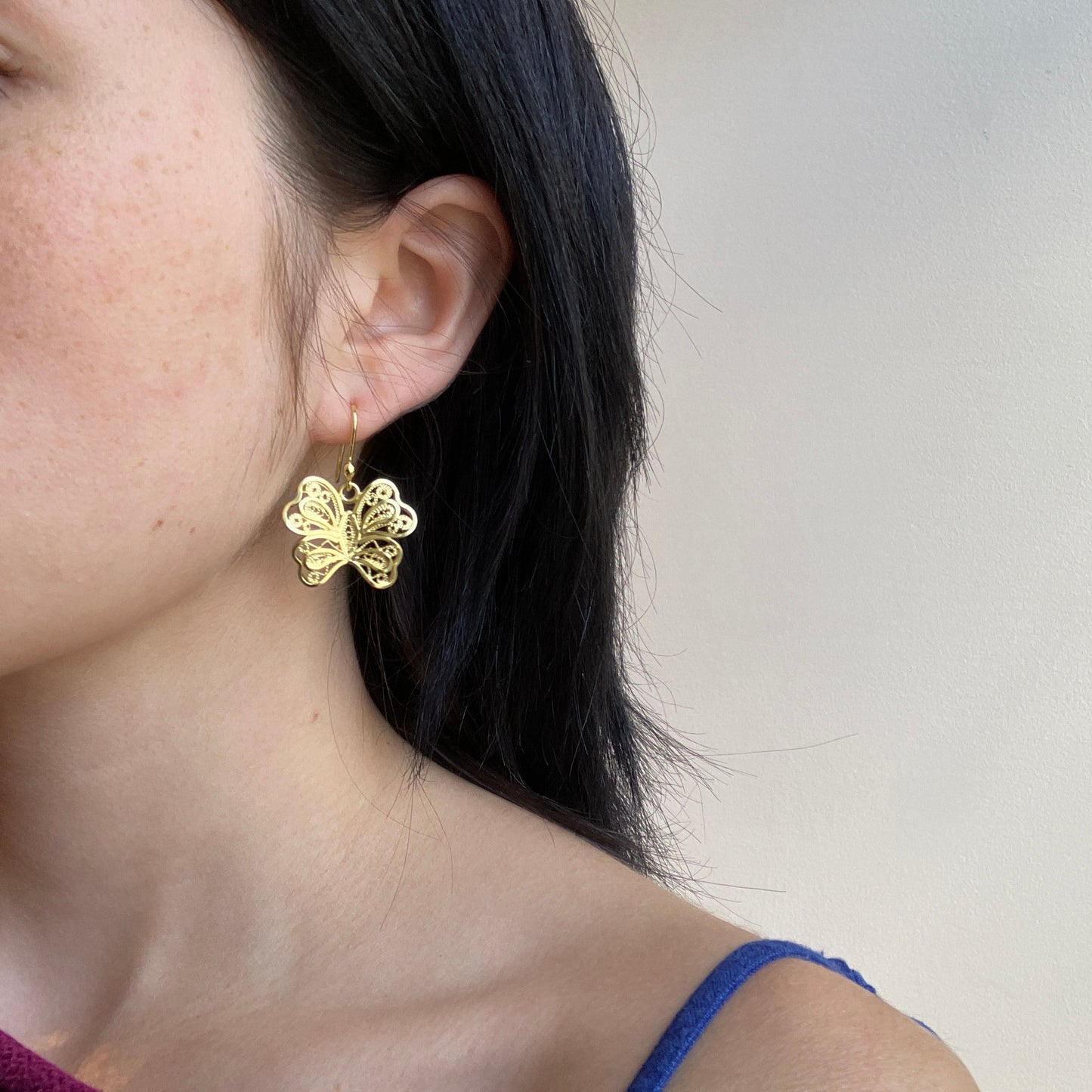 Alexandra Temple, Gold Plated Butterfly Earrings