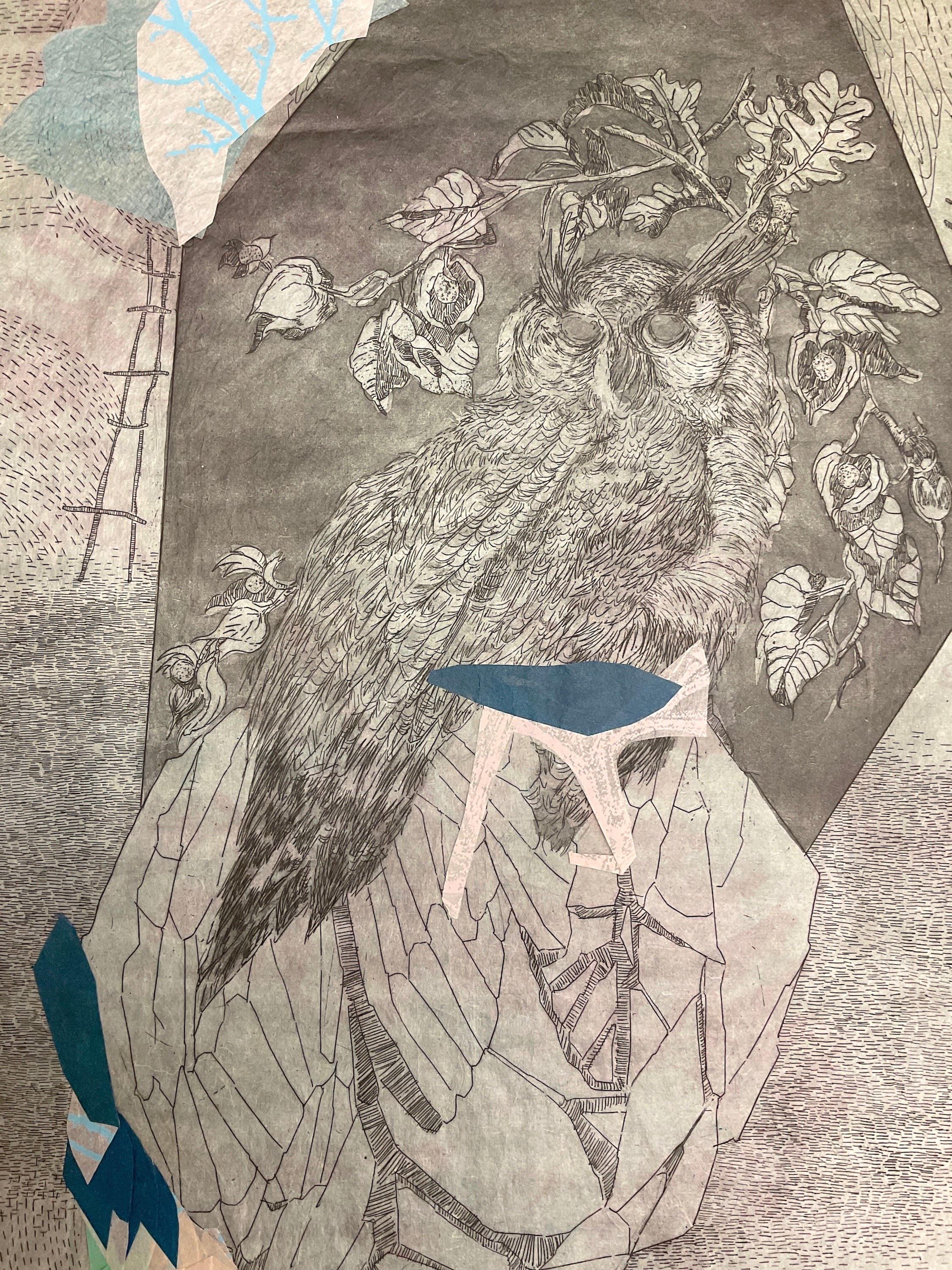 Elizabeth D'Agostino, Other Collisions, Owl (Green)-4