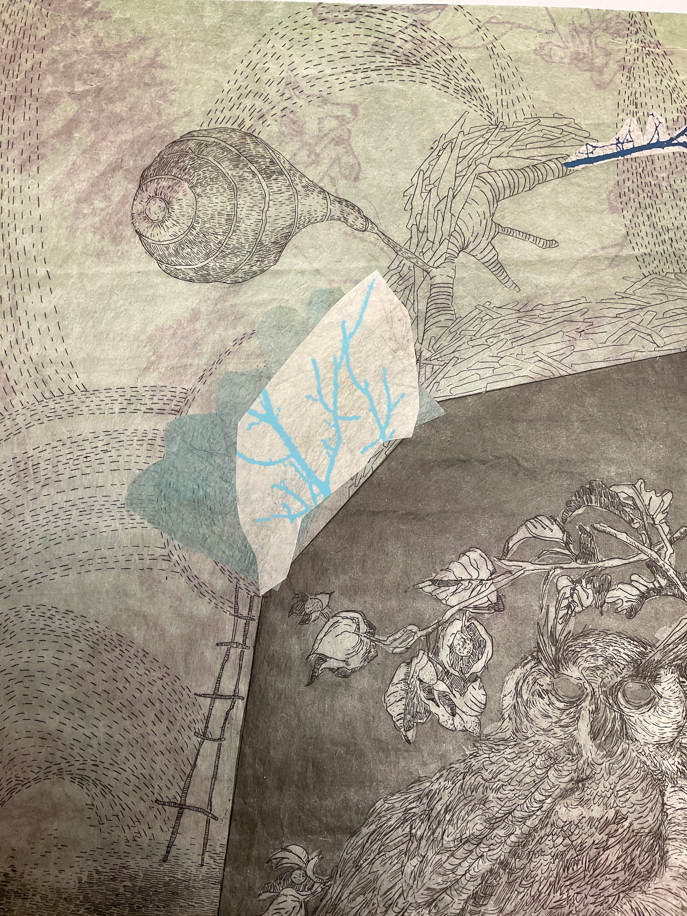 Elizabeth D'Agostino, Other Collisions, Owl (Green)-5