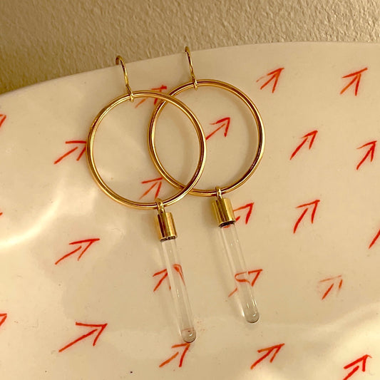 Silvia Taylor, Brass Hoops with Glass Bead Detail